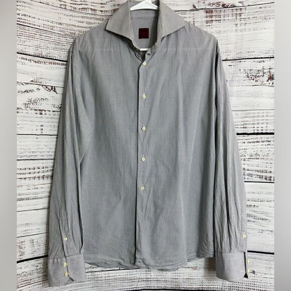 Kulman shirt Mens Size 41 Gingham Button Up Size 41 Cotton long sleeve - Picture 1 of 11